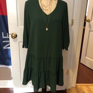 Forest Green 3/4 Sleeve flowy dress size 6